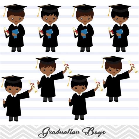 Instant Download Graduation Boys Clipart African American Etsy Clip