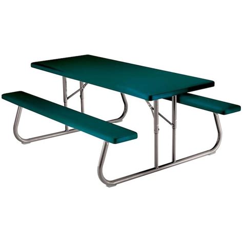 Lifetime Products 72 In Green Plastic Rectangle Folding Picnic Table In