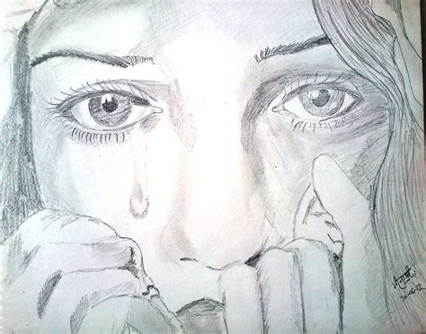 Pencil Sketch Of Crying Eyes