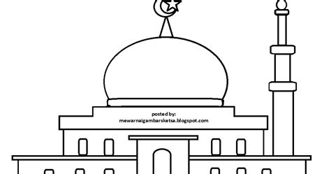 Mewarnai Gambar Mewarnai Gambar Sketsa Masjid 36