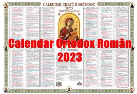 Calendar Creștin Ortodox Român 2023 Calendar 2023 Românesc Calendar