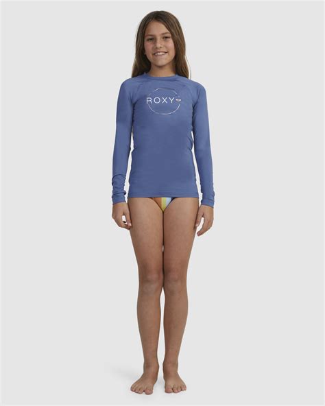 Roxy Girls 6 16 Beach Classics Long Sleeve Rash Vest Bijou Blue Surfstitch