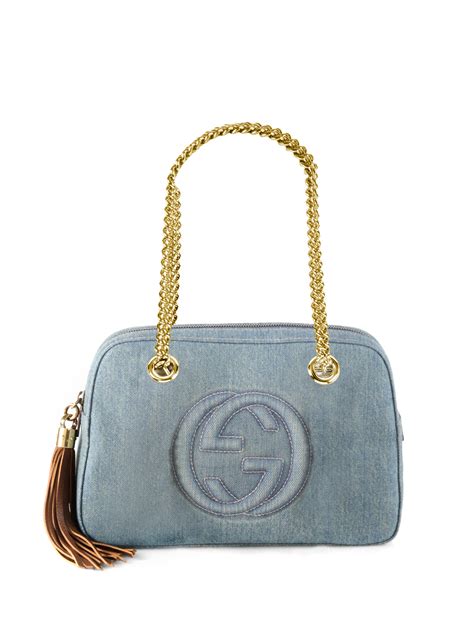 Lyst Gucci Soho Blue Denim Shoulder Bag In Blue