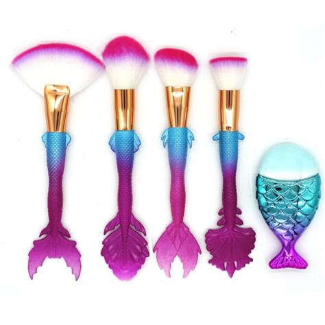 Buy Foeonco 4pcs Mermaid Makeup Brushes Set Soft