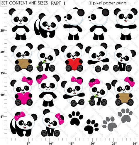 Panda Bear Clip Art And Digital Paper Set By Pixelpaperprints Panda