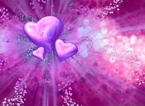 3d Love Heart Purple Wallpaper