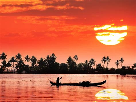 Kochi Kerala India Red Sky Sunset Reflection Landscape Photography 4k Ultra Hd Desktop