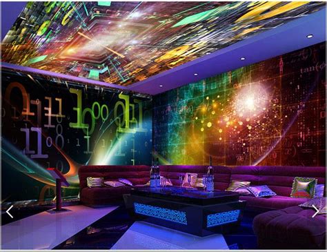 Aangepaste 3d Plafond Behang Muurschildering 3d Behang Cool Nachtclub