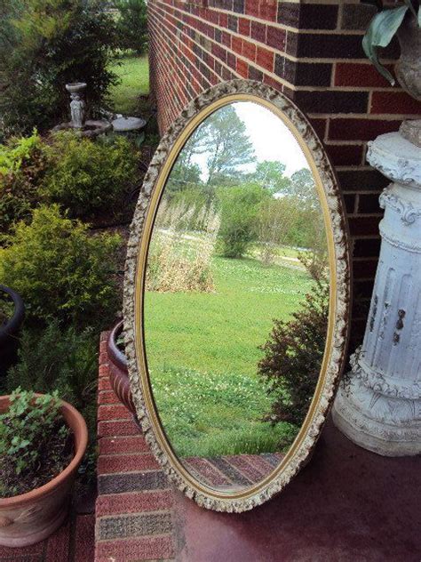Vintage Hollywood Regency Oval Mirror Large With A Baroque Etsy