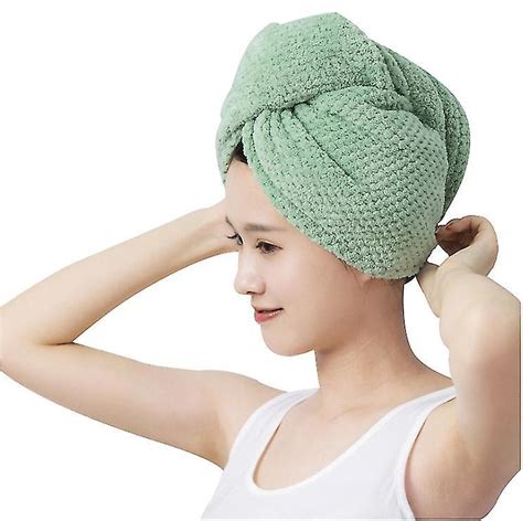 Green Dry Hair Cap Super Absorbent Long Hair Shower Cap X5267 Fruugo Uk