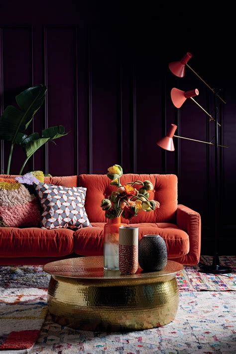 A Great Decorating Idea For Autumn This Burnt Orange Sofa Is The Focal Point Of The Room And