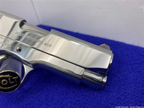 1987 Colt Mkiv Officers Acp 45acp Breathtaking Bright Stainless