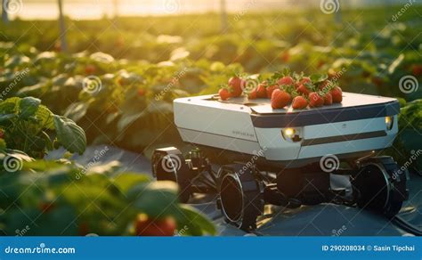 Smart Robotic Farmers Strawberry In Agriculture Futuristic Robot