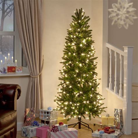 Snowtime 8ft Aspen Pine Luxury Pre Lit Premium Pe Slim Christmas Tree
