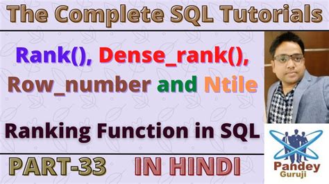 Ranking Function Rank Densk Rank Row Number And Ntile In Sql By