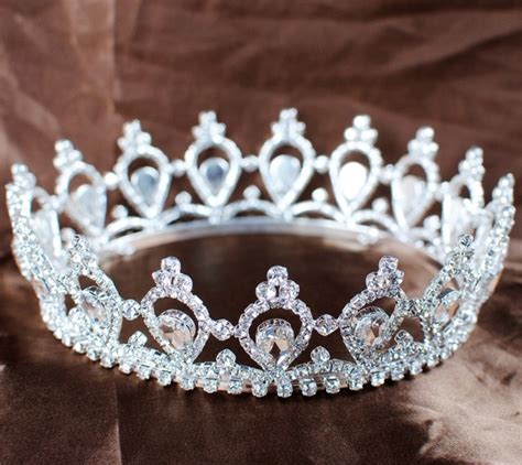 Luxurious Queen Princess Crowns Full Circle Round Tiaras Rhinestones