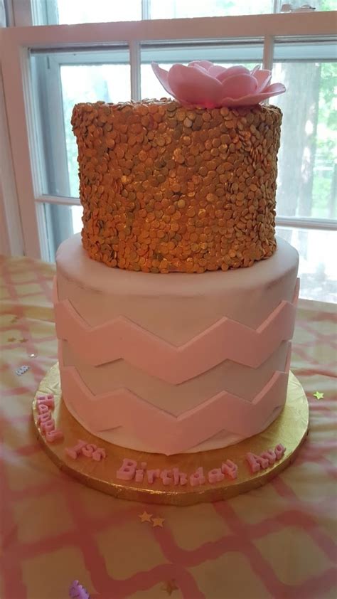 Pink And Gold First Birthday Cake