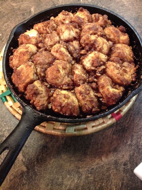 Brown sugar, granulated sugar, salted butter, cinnamon, biscuits. So easy Mini monkey bread In a iron skillet. 1 10oz. Grand buttermilk can biscuits Brown sugar ...