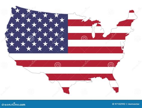 United States Of America Map With Waving Flag Stock Vector
