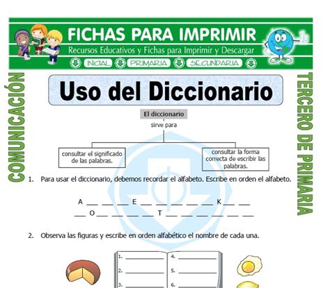 Uso Del Diccionario Para Tercero De Primaria Fichas Para Imprimir