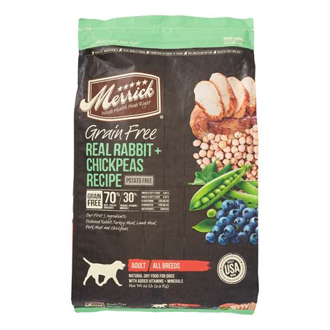 Merrick Grain Free Real Rabbit Chickpeas Recipe Dry Dog Food 22 Lb