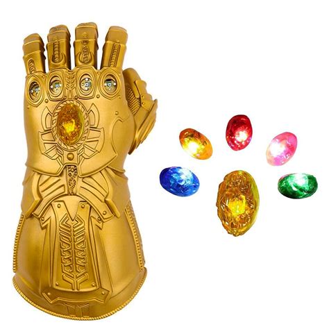 Infinity Gauntlet Thanos Gloves Led Light Up Removable Gemstone Cosplay