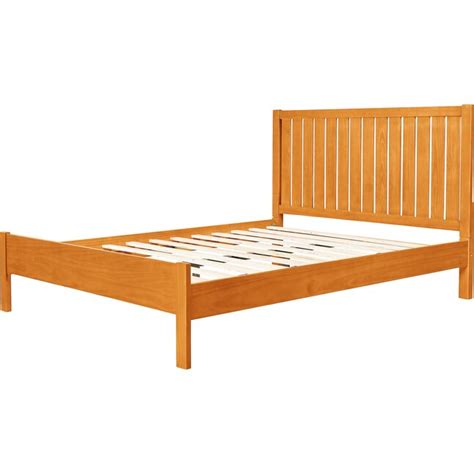 Camden Isle Contemporary King Platform Bed In Cherry Brown Stained Pine