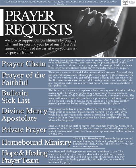 Prayer Requests St John The Evangelist Catholic Parish