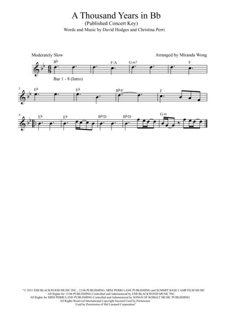 A Thousand Years Flute Free Music Sheet