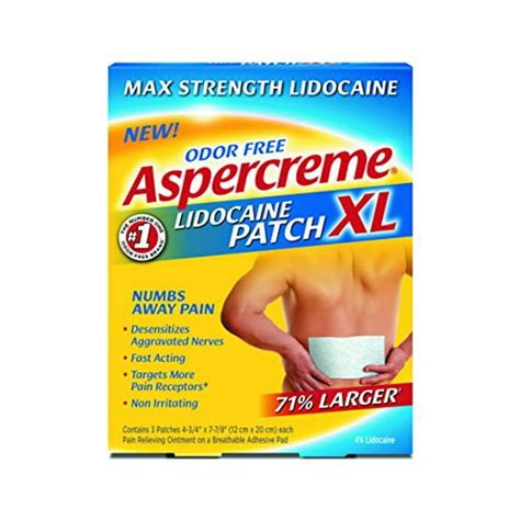 5 Pack Aspercreme Lidocaine Xl Pain Relief Patch Max Strength Odor