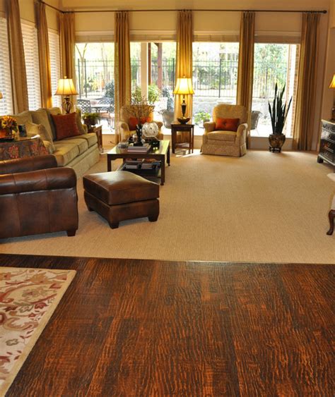 Empire today ® has hundreds of flooring options. Patterned Carpet and Hand scraped Wood Floor - Traditional ...