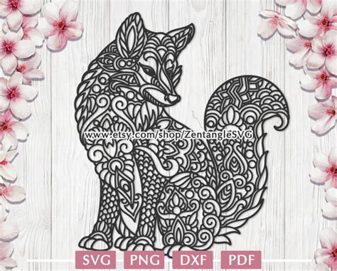 Fox Svg Fox Mandala Svg Zentangle Fox Svg Digital Svg Etsy