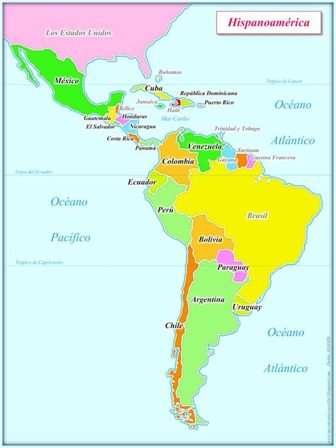 Me Encanta Escribir En Español Mapa De Hispanoamérica Mapa De
