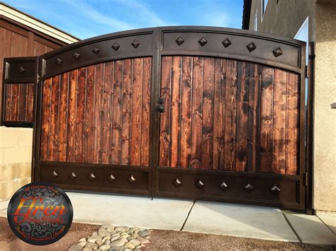 Redwood Copper Brown Iron Driveway Gate Artistic Wrought