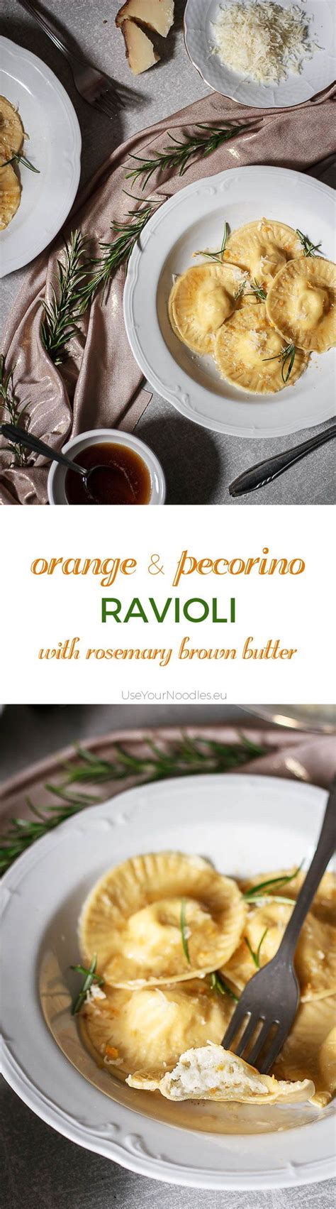 Orange And Pecorino Ravioli With Rosemary Brown Butter Use Your Noodles