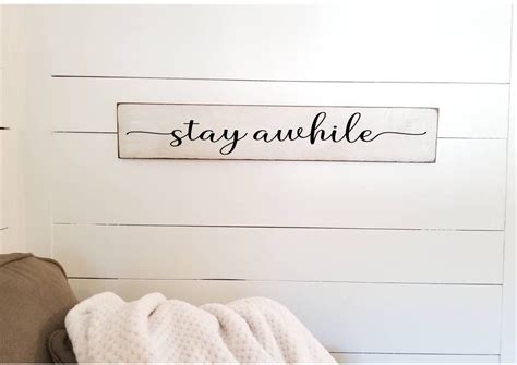 Stay Awhile Sign Living Room Wall Decor Stay Awhile Wood Etsy Room