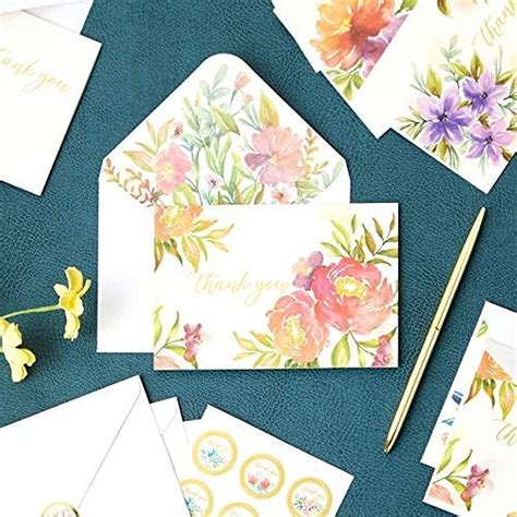 Floral Thank You Cards With Envelopes And Stickers X Cm