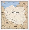 Large detailed political map of Poland with roads, railroads and major ...