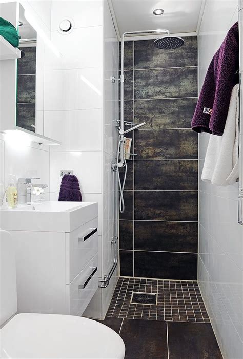Ensuite Shower Inspiration Cool Black Tiles And Lots Of White Narrow