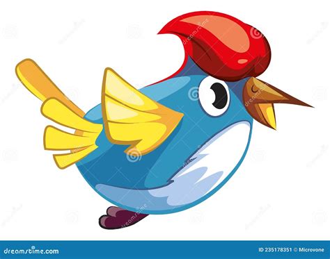 Flying Woodpecker Funny Bird Character In Cute Cartoon Style Stock