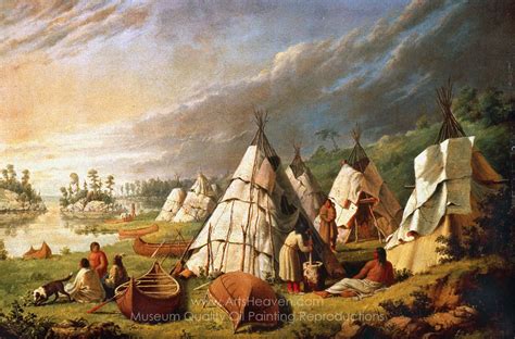Paul Kane Native American Encampment On Lake Huron Painting
