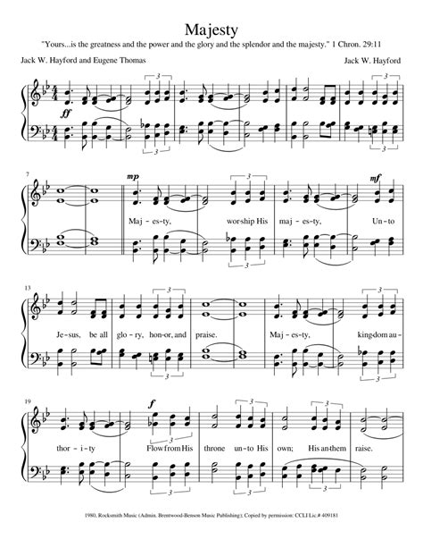 Majesty Sheet Music For Piano Satb Download And Print In Pdf Or