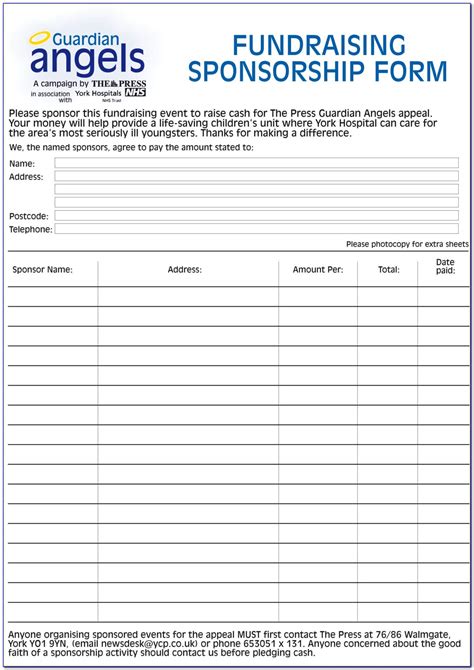 Editable Sponsorship Form Template