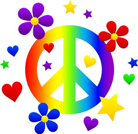 Free Clip Art Of A Rainbow Peace Sign With Hearts Stars And Clipartix