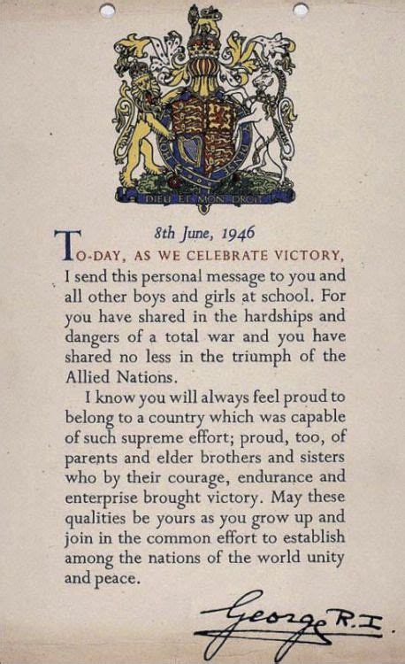 A Letter From King George Vi To British Schoolchildren 8 June 1946