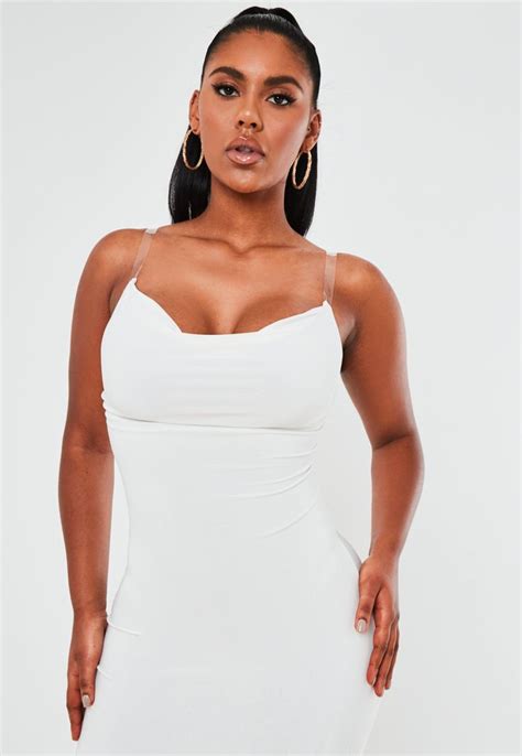 White Cowl Neck Clear Strap Midaxi Dress Sponsored Neck Paid Cowl White Trending