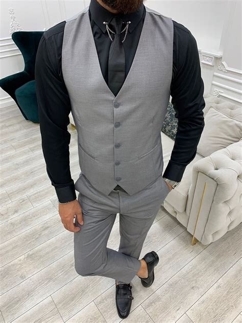 gray slim fit peak lapel suit by worldwide shipping