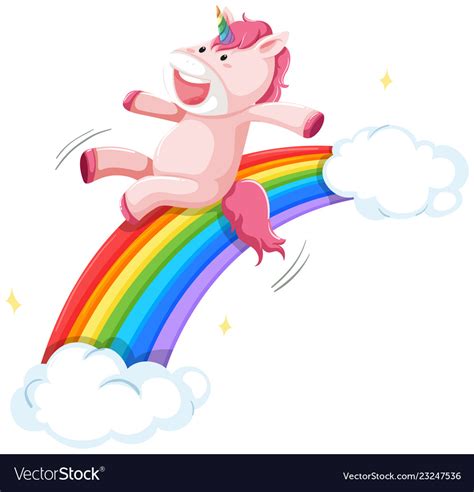 Happy Unicorn On Rainbow Slide Royalty Free Vector Image