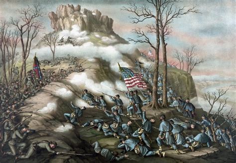 Vintage American Civil War Print Of The Battle Of Lookout Mountain The