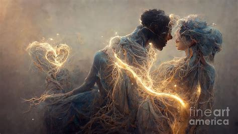 Soulmates Embracing In An Ethereal Energy V2 Digital Art By Christopher Harnwell Fine Art America